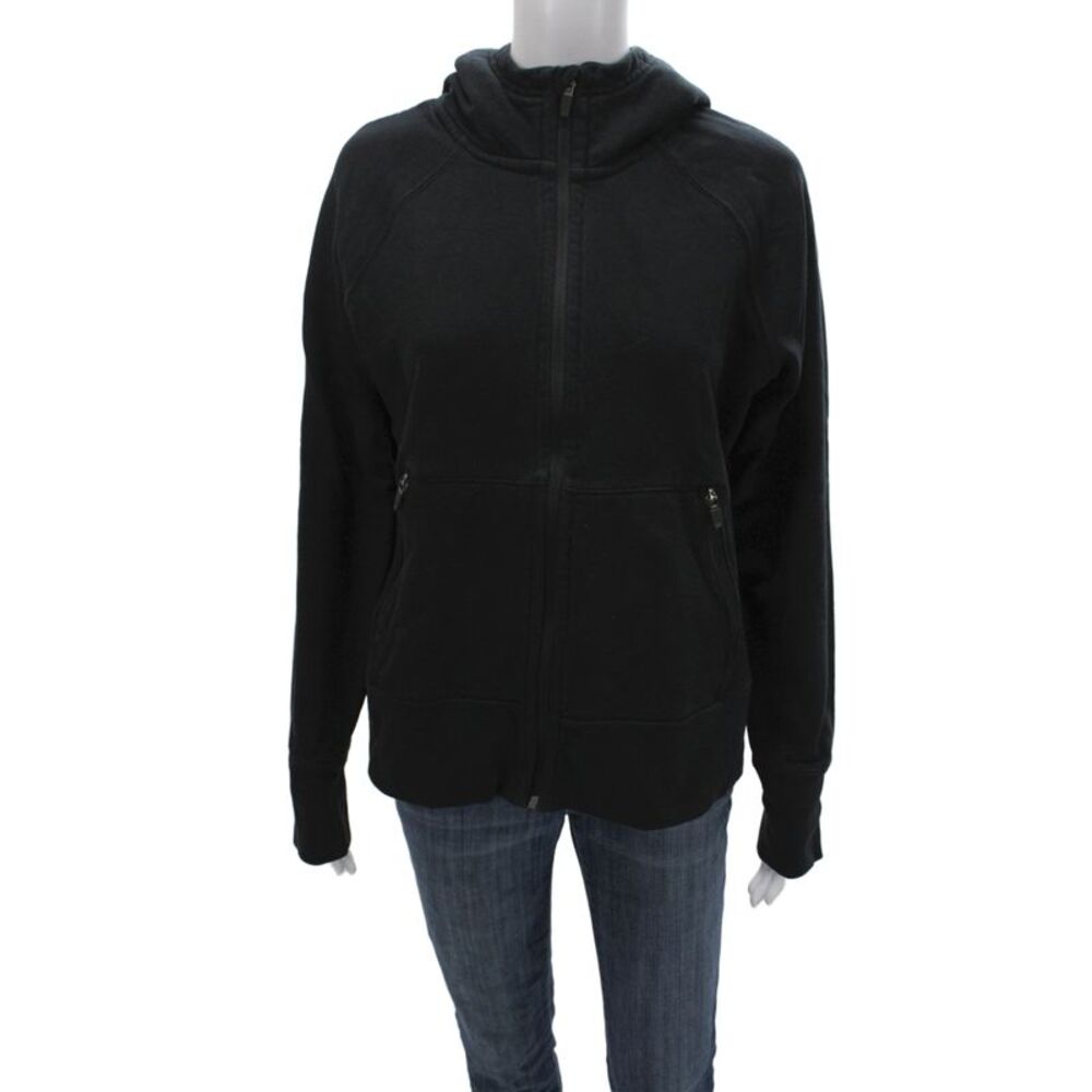 American Giant Unisex Full-Zip Hoodie Black High Neck 100% DWR Cotton Size M